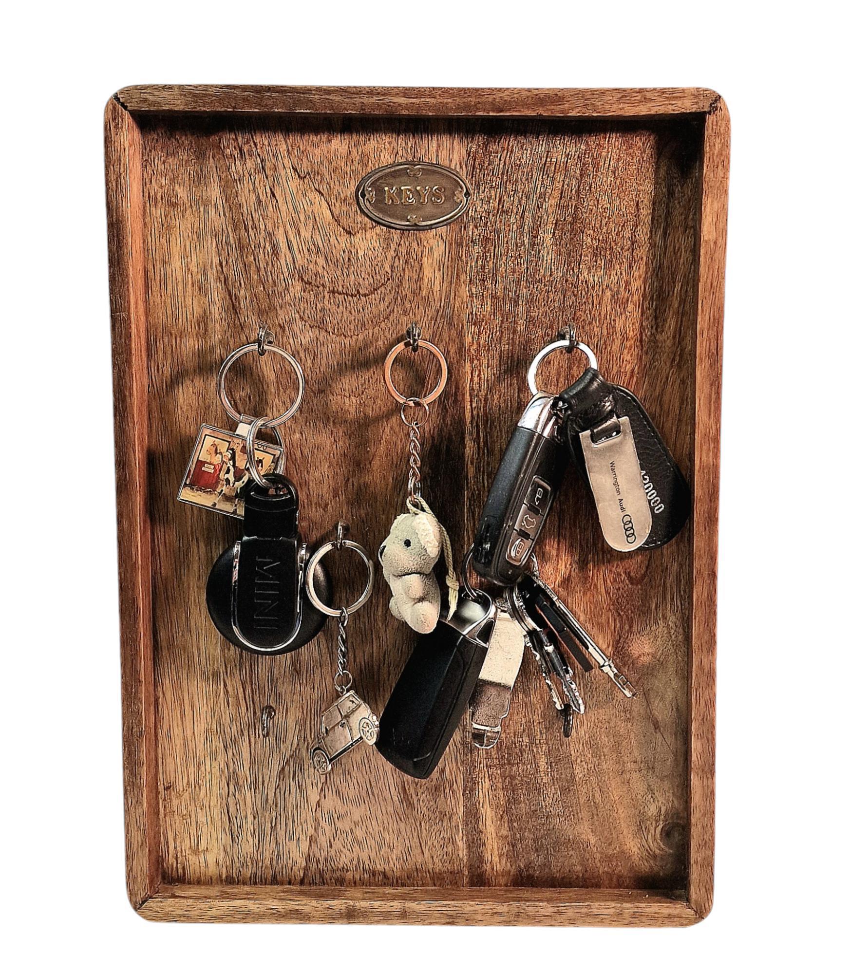 Mango Wood Storage Board for 8 key sets-0