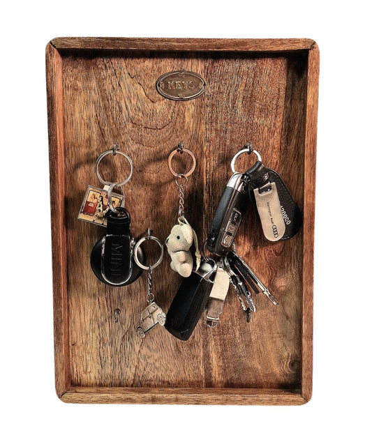 Mango Wood Storage Board for 8 key sets-0