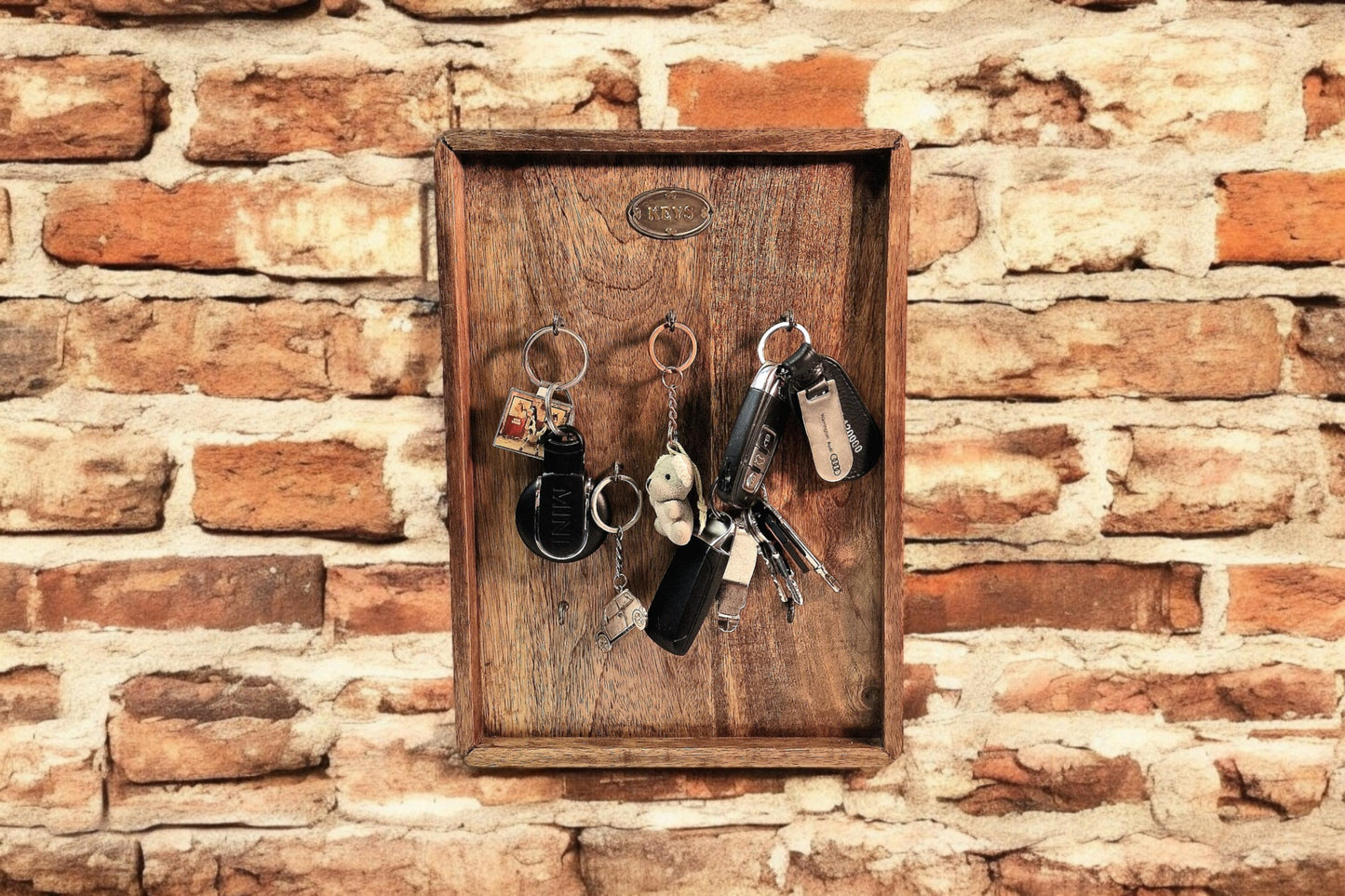 Mango Wood Storage Board for 8 key sets-3