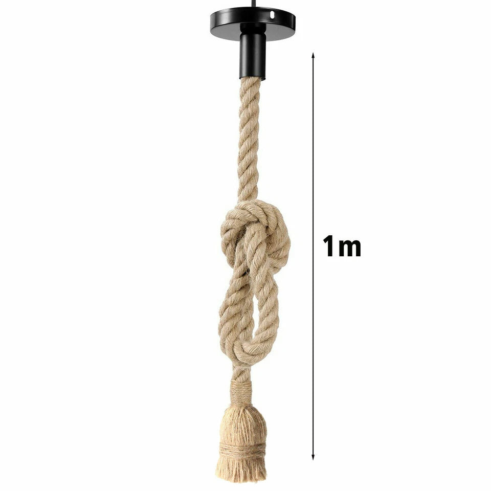 Vintage Hemp Rope Ceiling Pendant Lamp Light ~ 6040-2